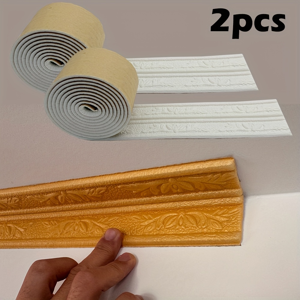 Baseboard Molding Trim - 2 Stück geprägte selbstklebende Deckentapete, Randstreifenaufkleber,
