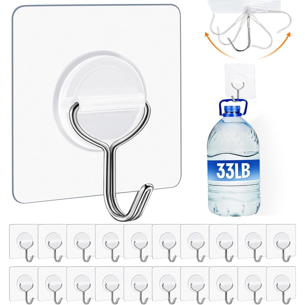 Home Improvement In Usa - Schwerlast-Klebehaken 33lb Wasserdicht Rostfrei Transparente Selbstklebende