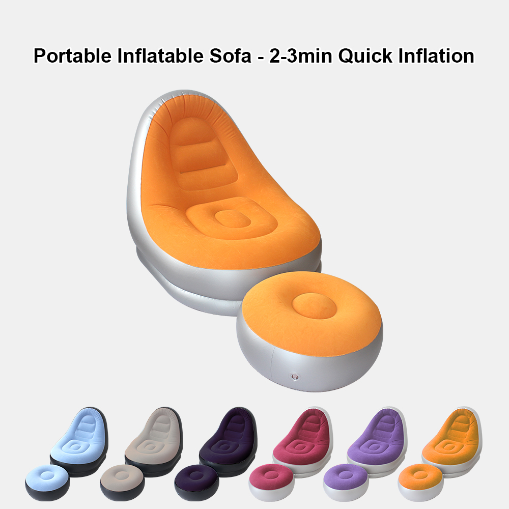Home Improvement Furniture - Tragbares, mehrfarbiges, aufblasbares Luftsofa-Set mit Fußhocker,